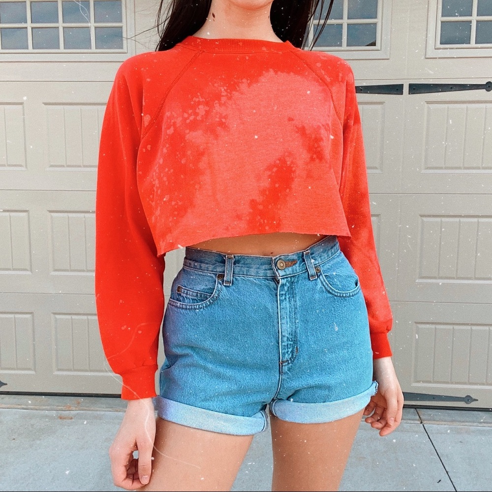 Red bleached crop top